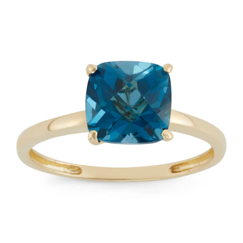 10K Gold London Blue Topaz Solitaire Ring