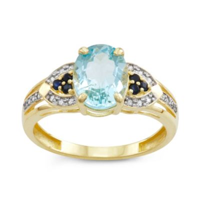 Jordan Blue NYC 10K Gold Aquamarine And Diamond Ring, 7
