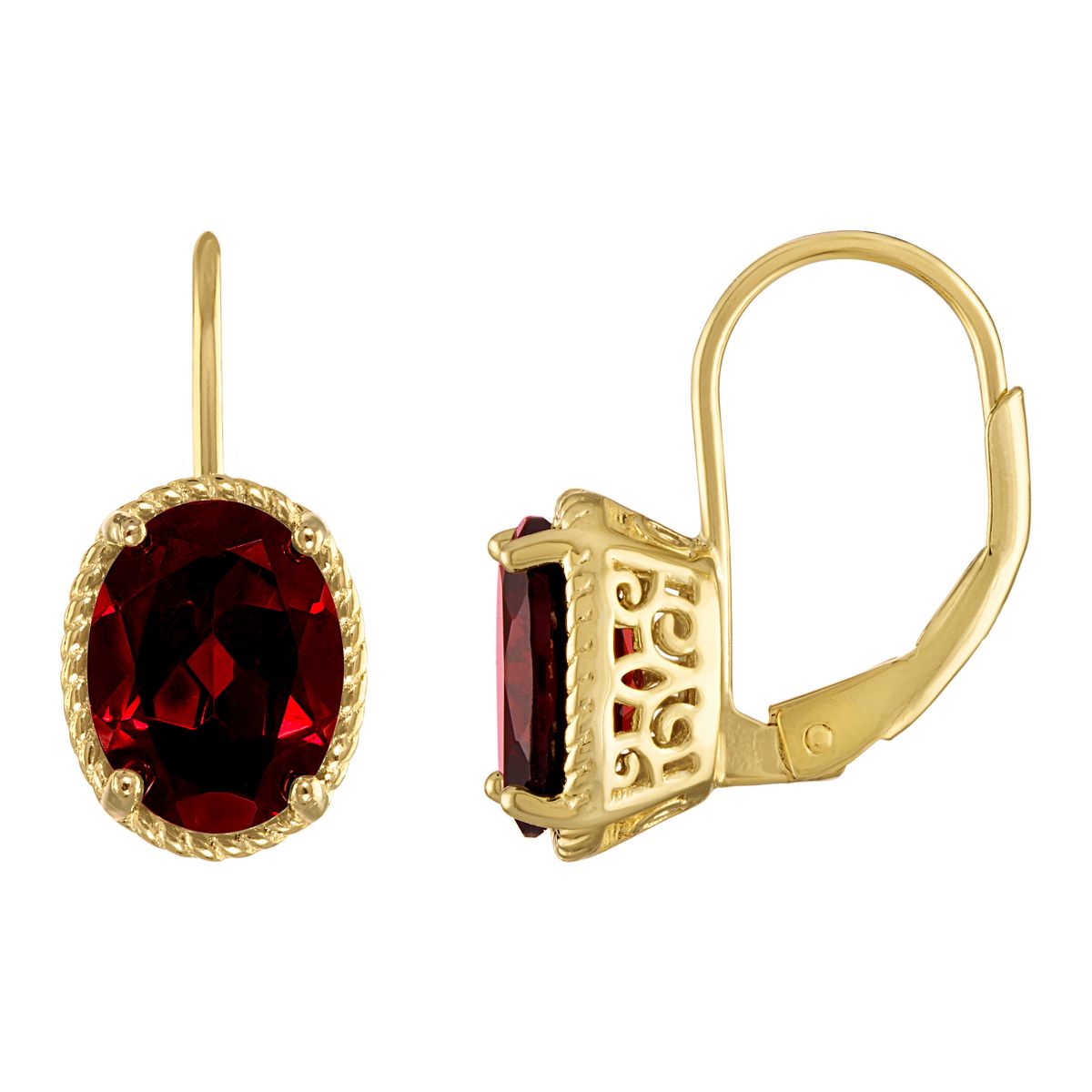14K Gold Over Silver Peridot Leverback Earrings