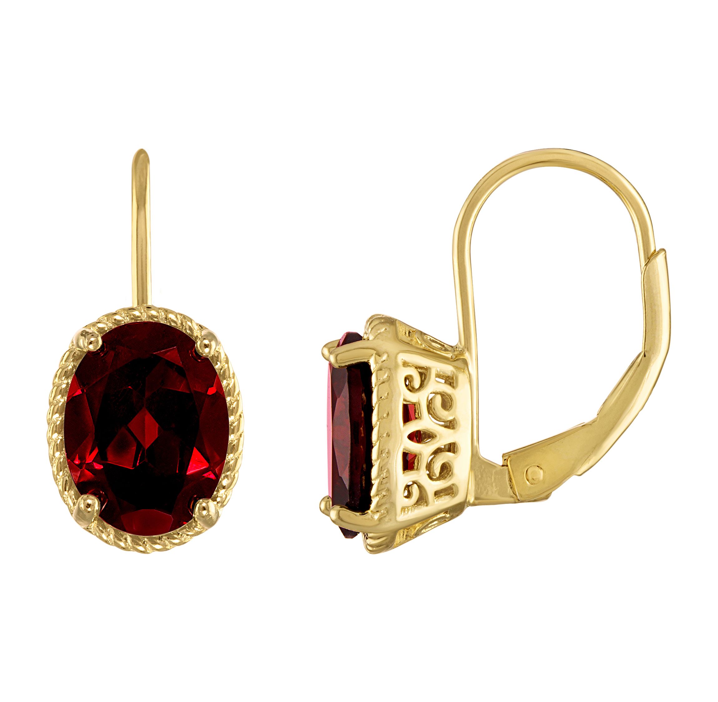 14K Gold Over Silver Peridot Leverback Earrings
