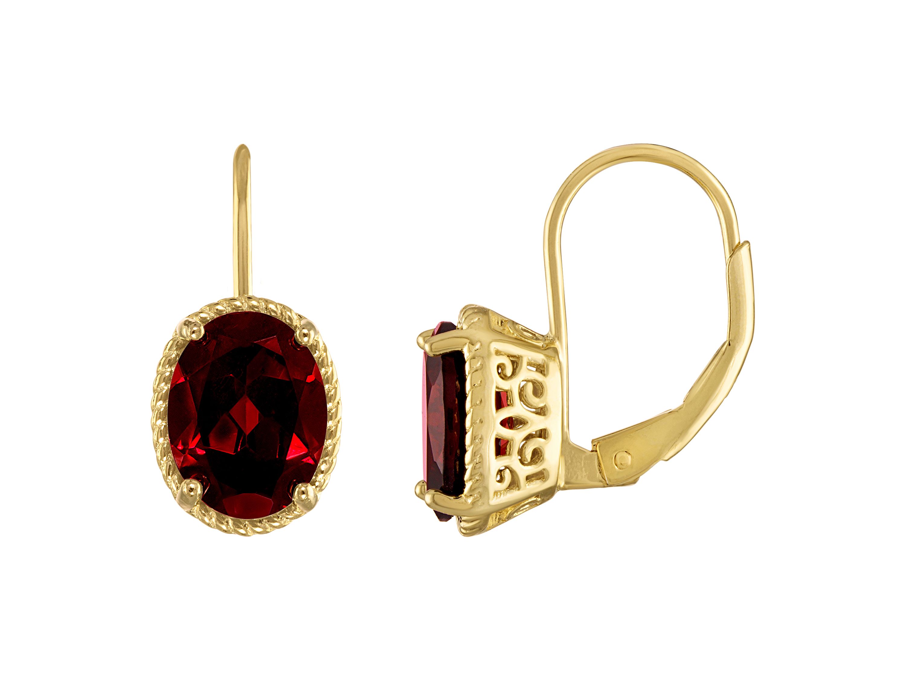 14K Gold Over Silver Peridot Leverback Earrings
