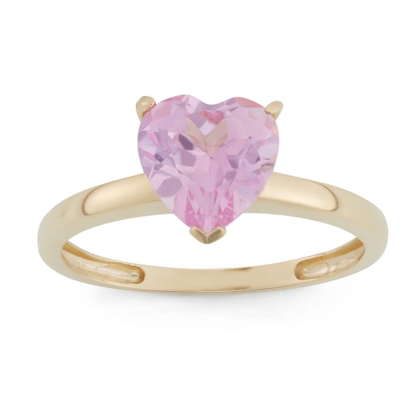 Lab Created 10K Gold Created Pink Sapphire Solitaire Ring