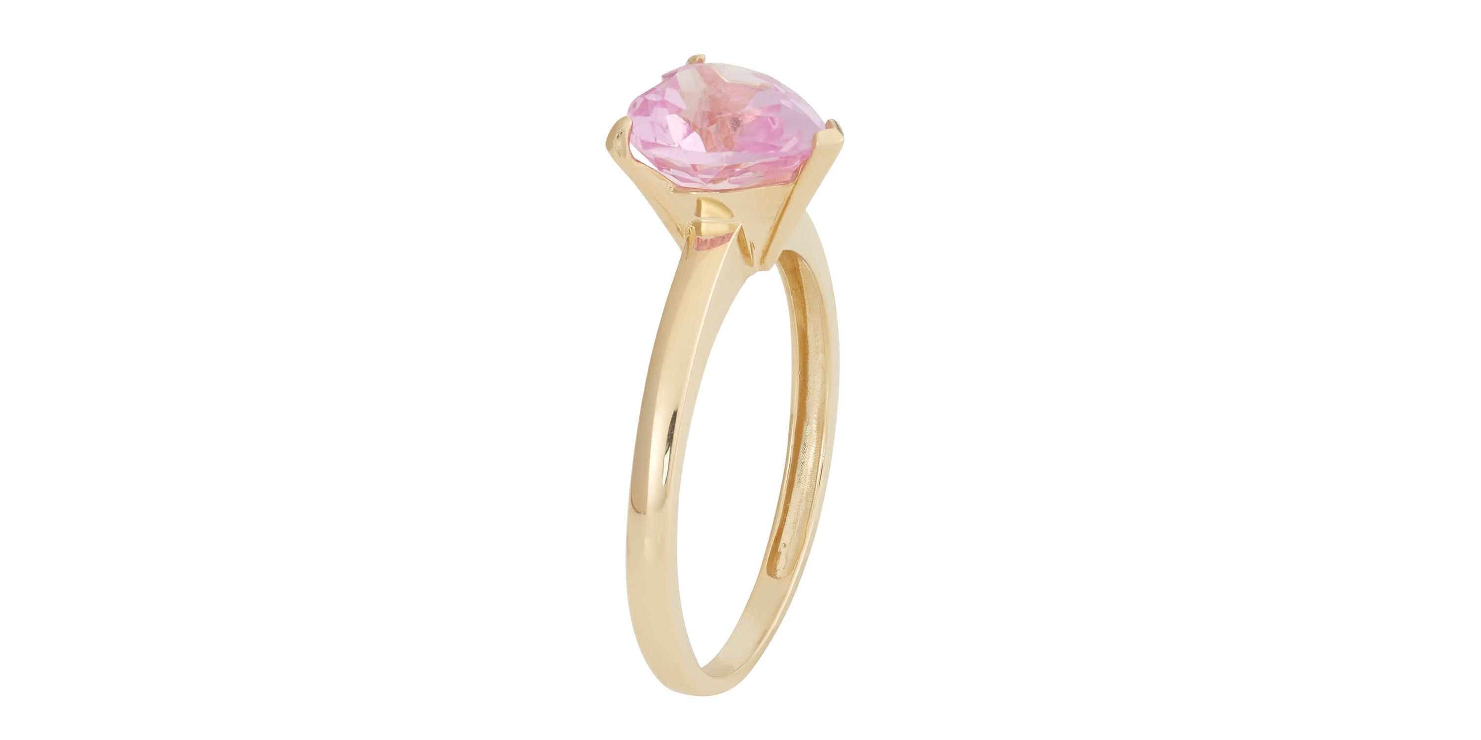 Lab Created 10K Gold Created Pink Sapphire Solitaire Ring