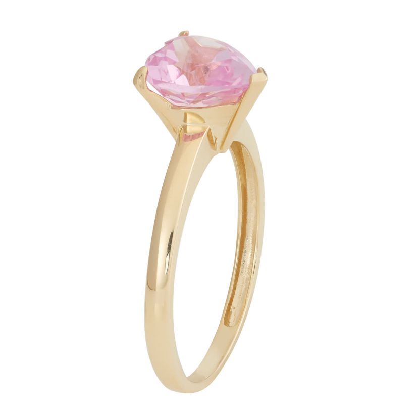 Lab Created 10K Gold Created Pink Sapphire Solitaire Ring