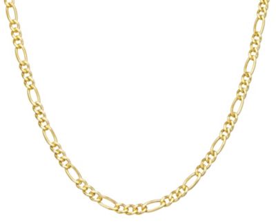 Jordan Blue NYC 14K Gold Over Silver Men's Silver Figaro Chain Necklace, Yellow, 24