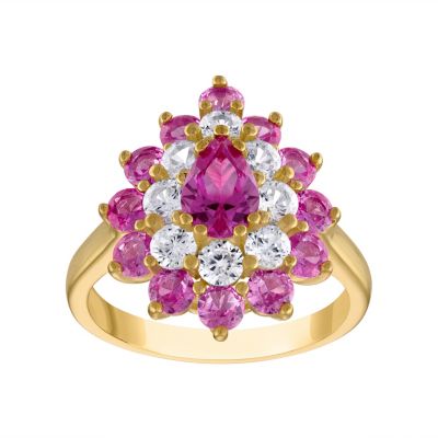 Jordan Blue NYC Lab Created 14K Gold Over Silver Created Pink Sapphire And Created White Sapphire Ring