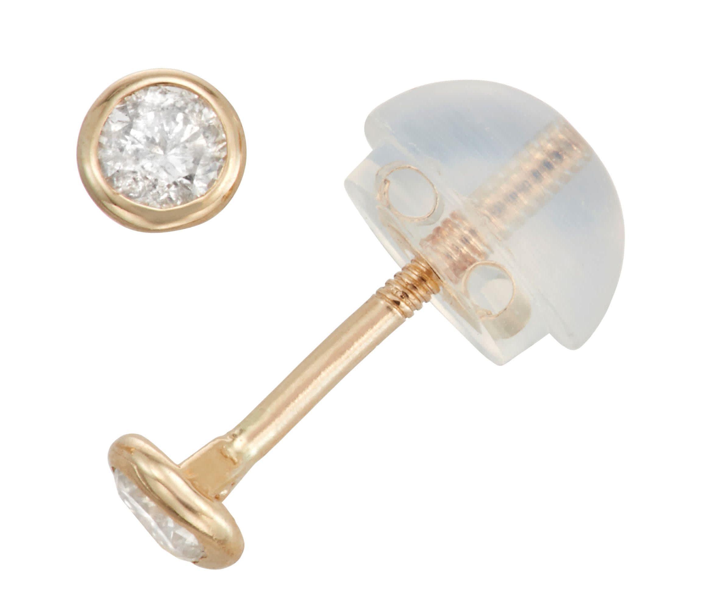 14K Gold .1 Cttw Bezel Earrings