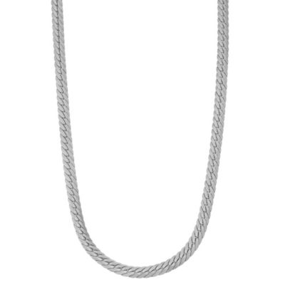 Jordan Blue NYC Sterling Silver Men's Silver Herringbone Chain Necklace, White