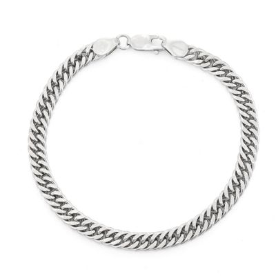 Jordan Blue NYC 14K Gold Over Silver Men's Silver Curb Chain Bracelet, White, 8.5