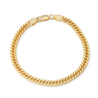 Jordan Blue NYC 14K Gold Over Silver Men's Silver Curb Chain Bracelet, Yellow, 8.5