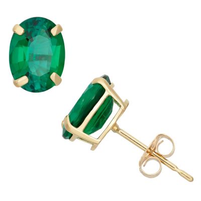 Jordan Blue NYC 10KT Gold Peridot Oval Stud Earrings, Green