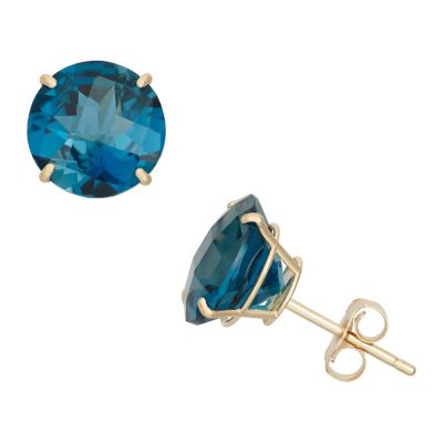 Jordan Blue NYC Lab Created 10KT Gold 8mm Rnd Created Emerald Stud Earrings
