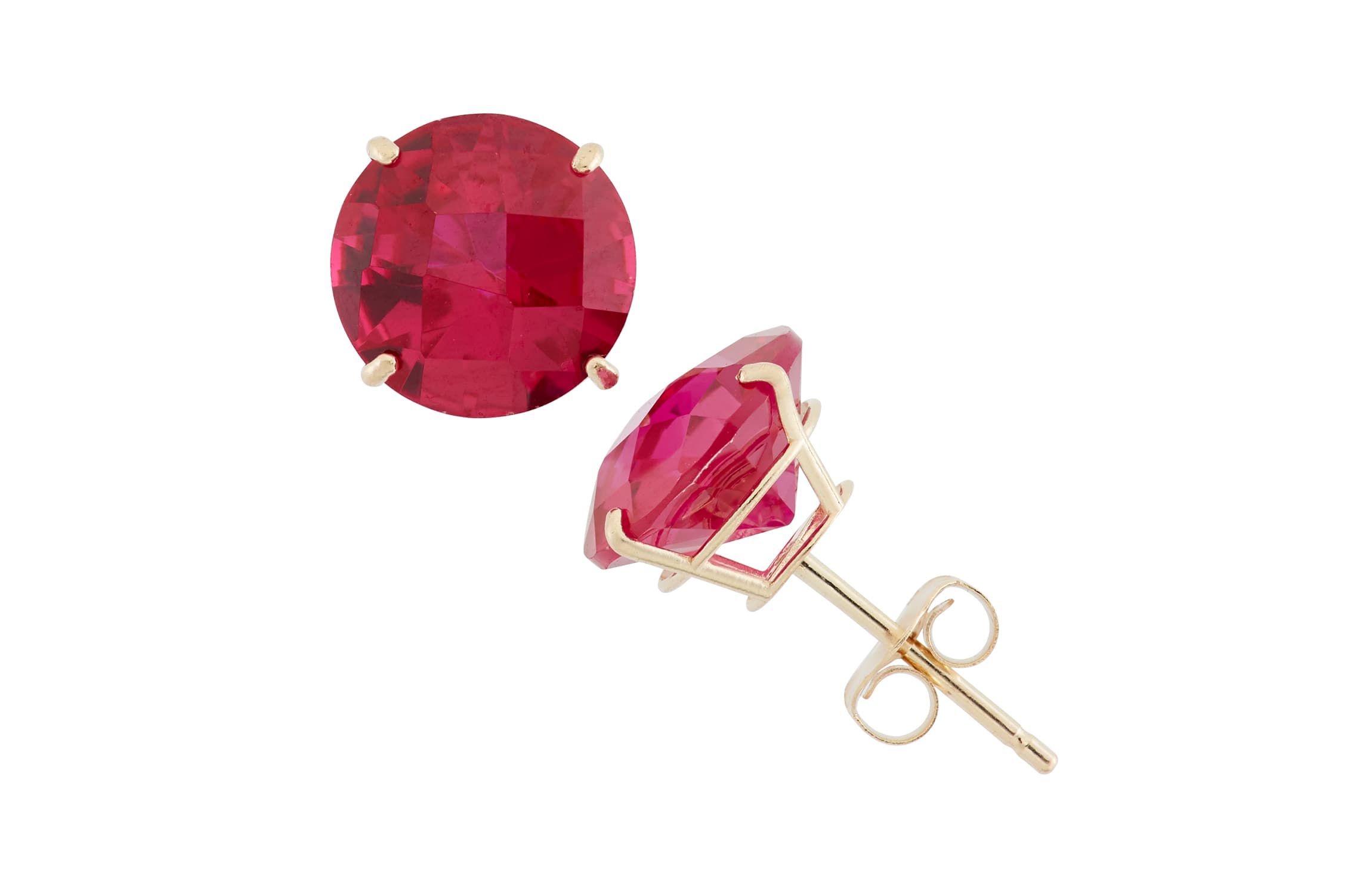 10Kt Gold 8mm Rnd Amethyst Stud Earrings