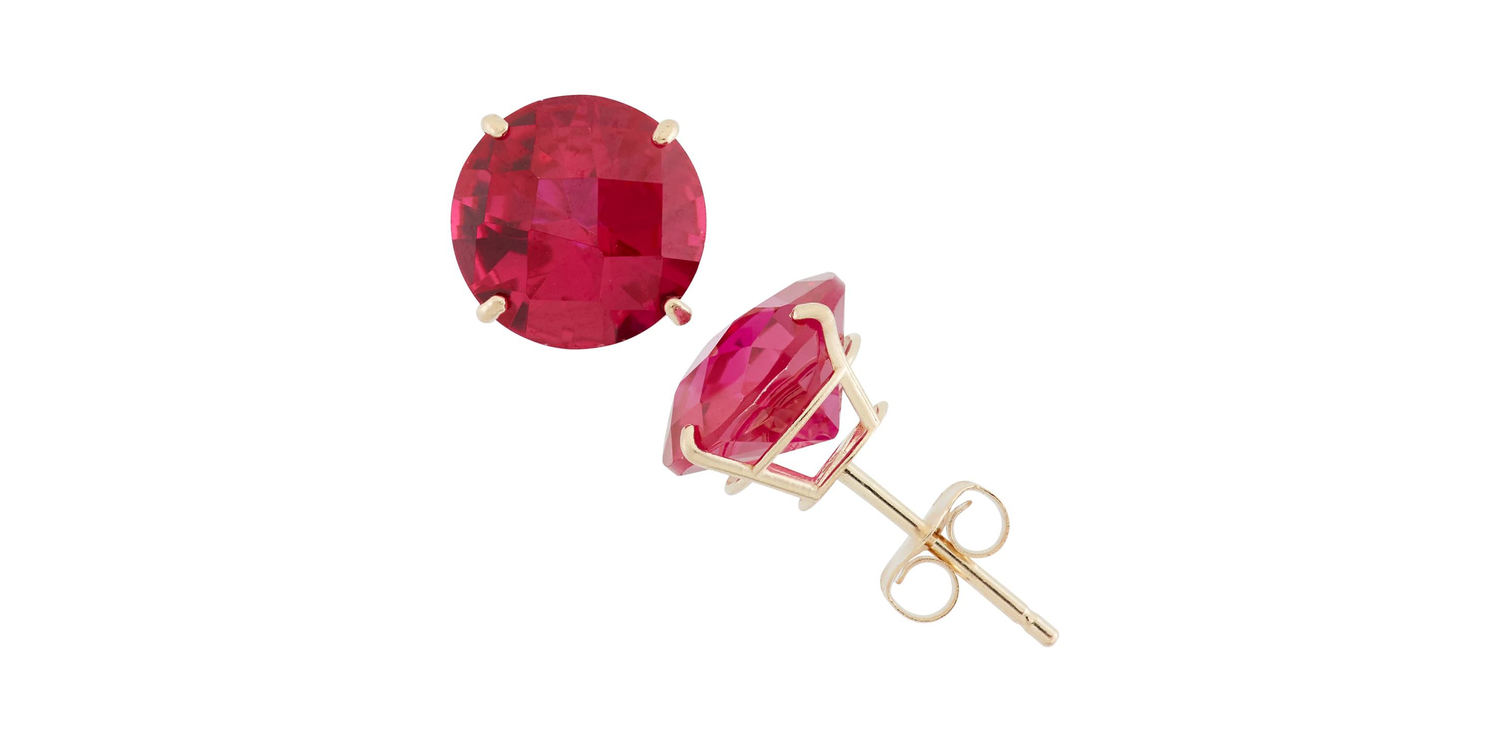 10Kt Gold 8mm Rnd Amethyst Stud Earrings