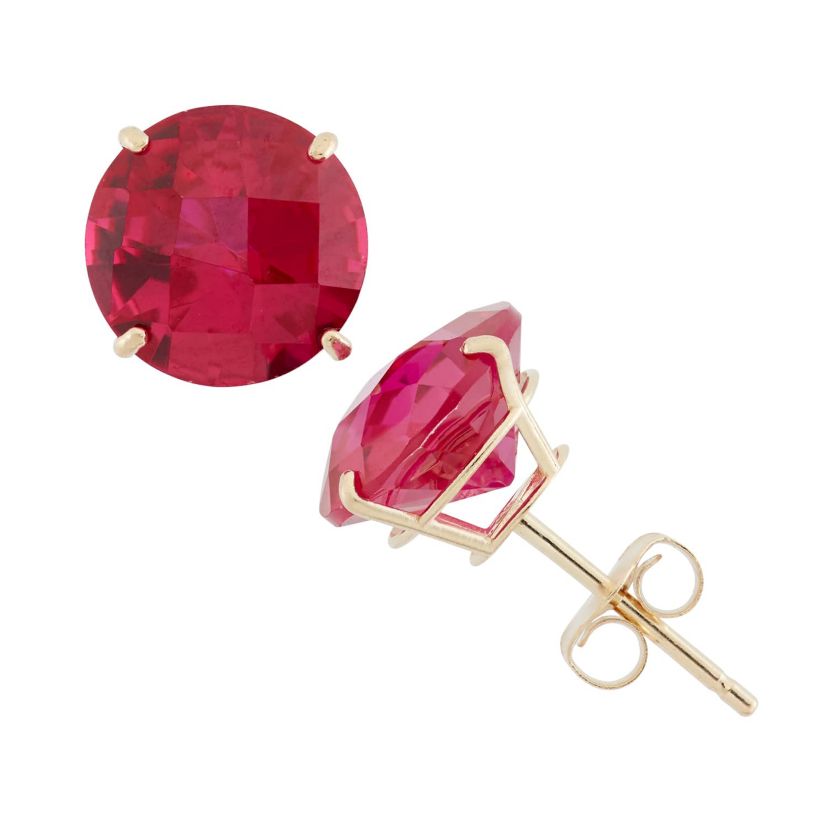 10Kt Gold 8mm Rnd Amethyst Stud Earrings