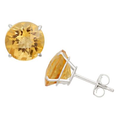 Jordan Blue NYC Lab Created 10KT Gold 8mm Rnd Created Emerald Stud Earrings, Orange