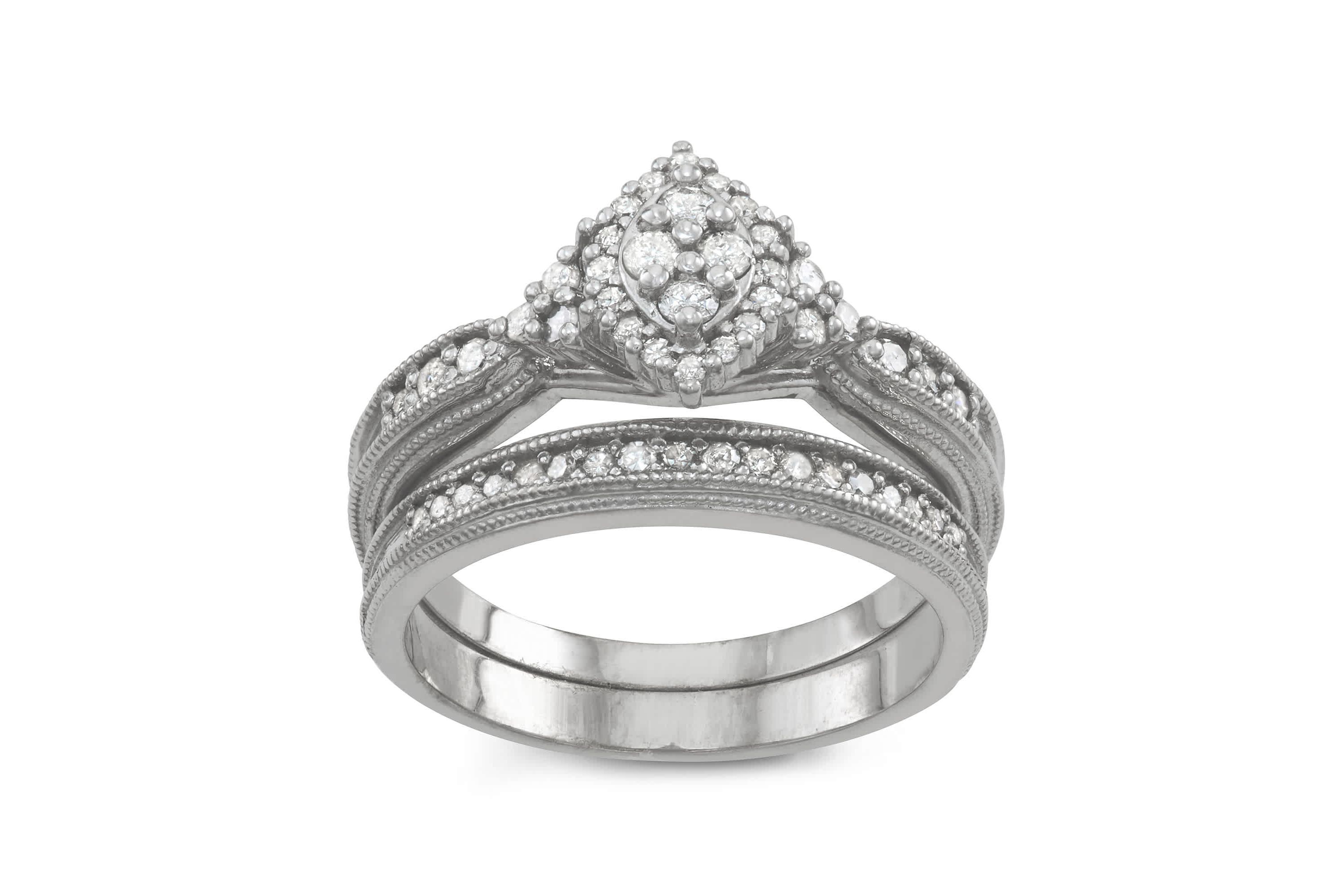 Sterling Silver Diamond Engagement Ring
