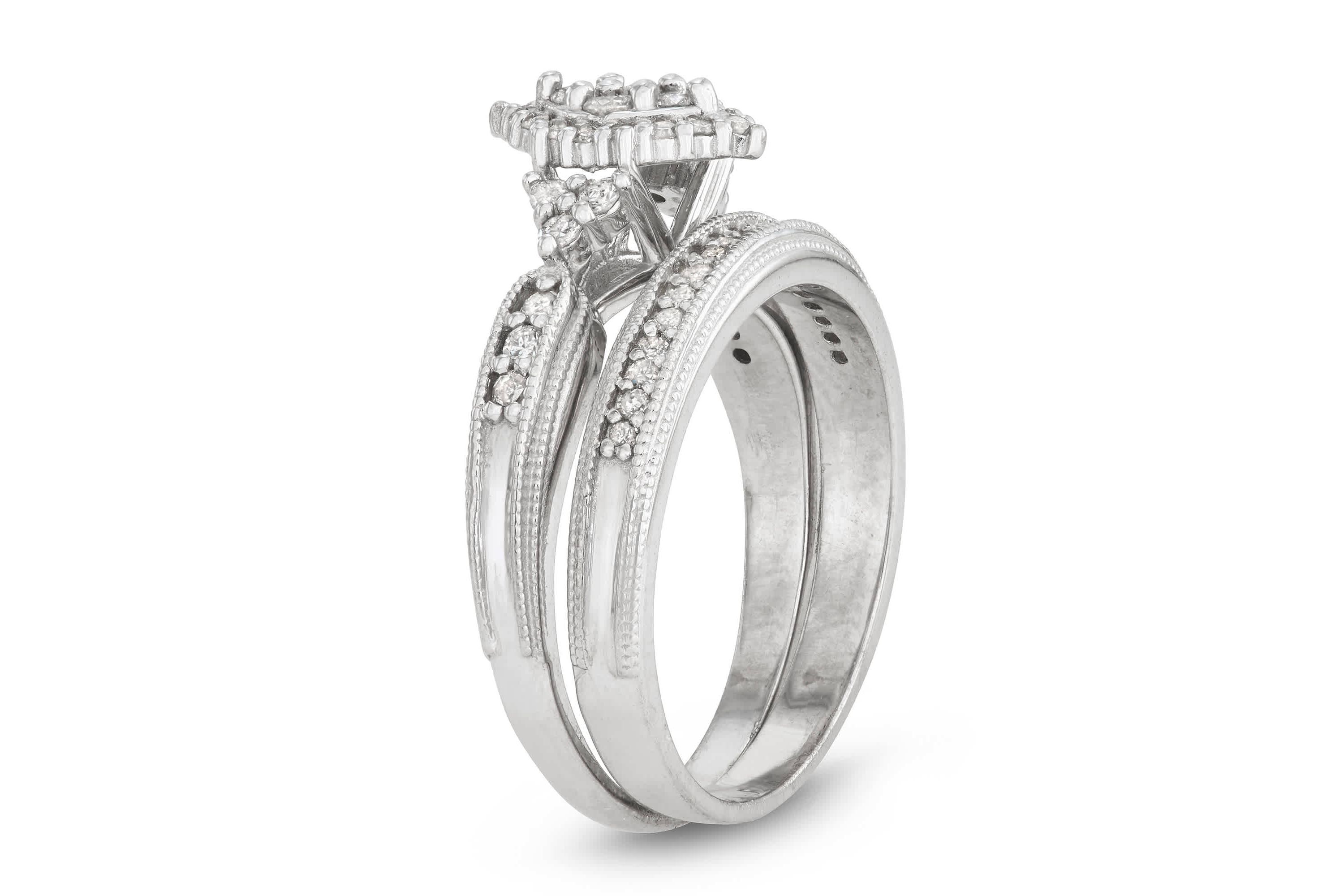 Sterling Silver Diamond Engagement Ring