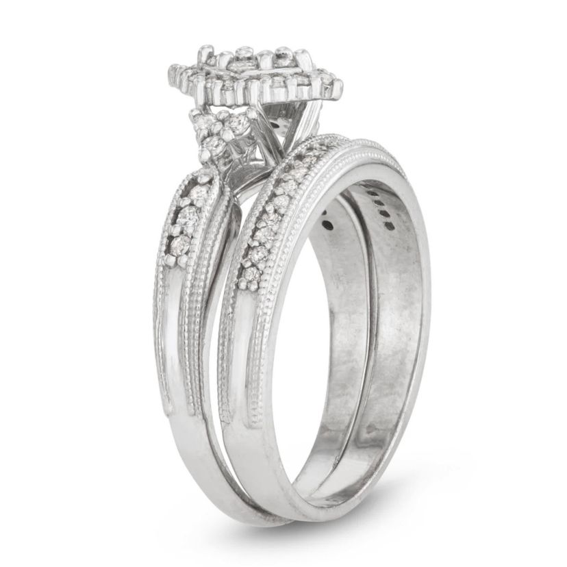 Sterling Silver Diamond Engagement Ring