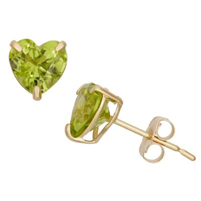 Jordan Blue NYC Lab Created 10KT Gold Created Pink Sapphirel Heart Stud Earrings, Green