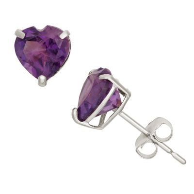 Jordan Blue NYC Lab Created 10KT Gold Created Pink Sapphirel Heart Stud Earrings