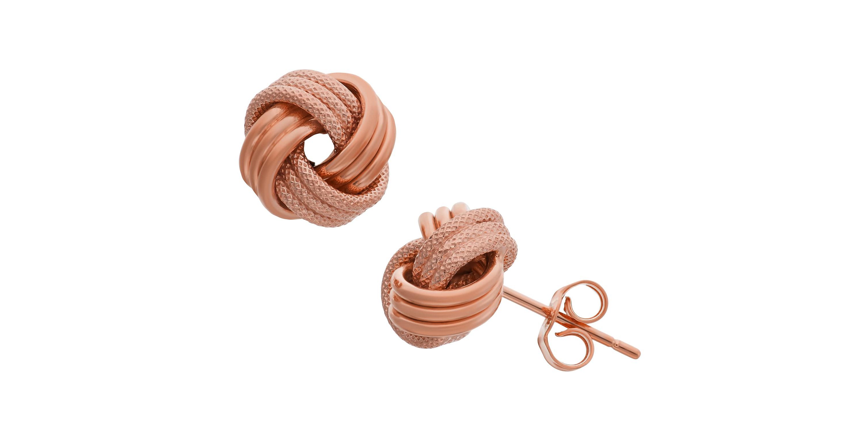 14Kt Gold Tri-Color Love Knot Stud Earrings