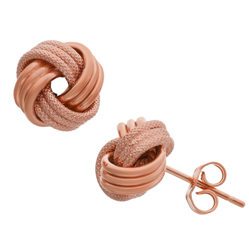 14Kt Gold Tri-Color Love Knot Stud Earrings