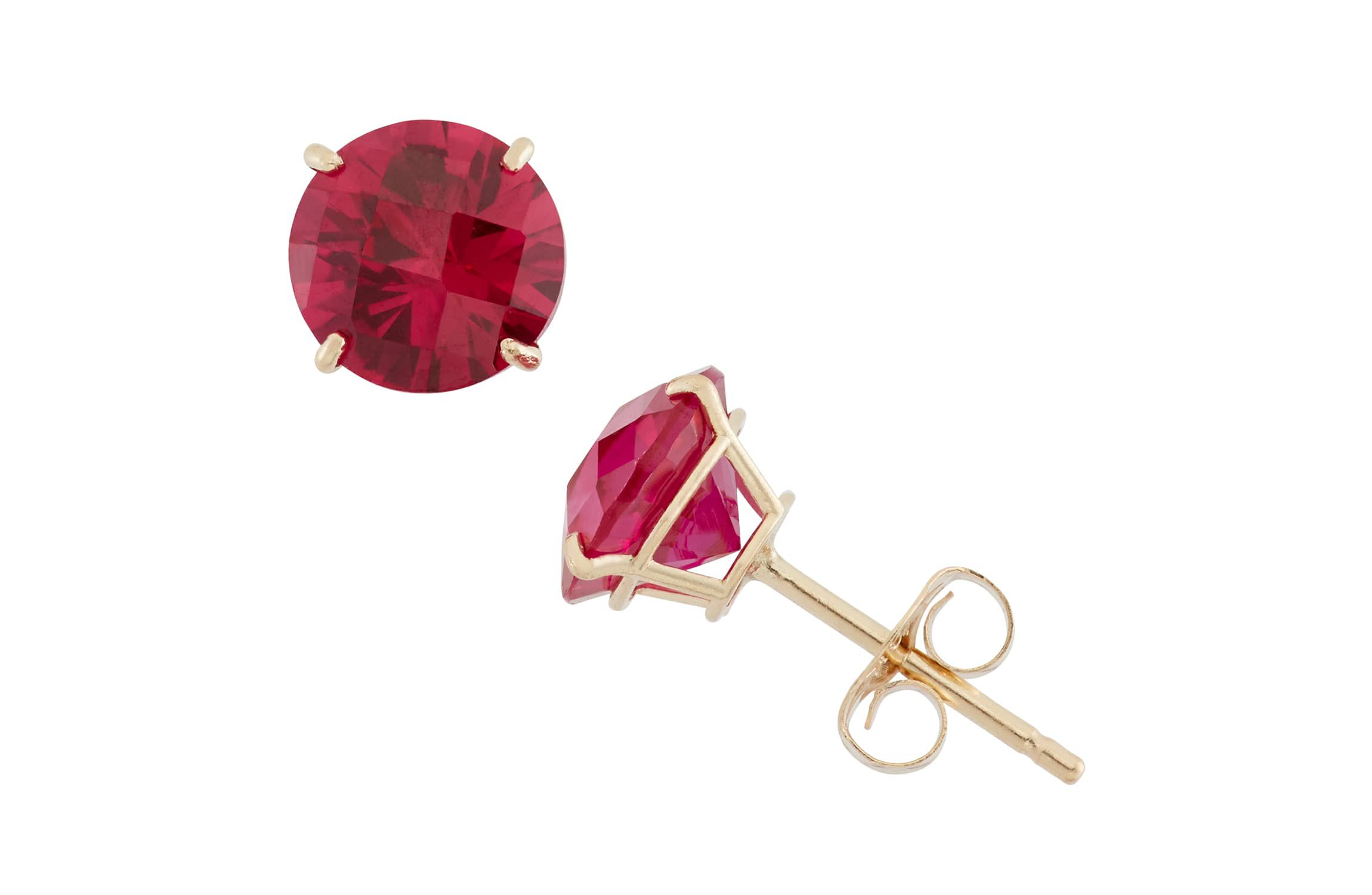 Lab Created 10Kt Gold Rnd Created Emerald Stud Earrings