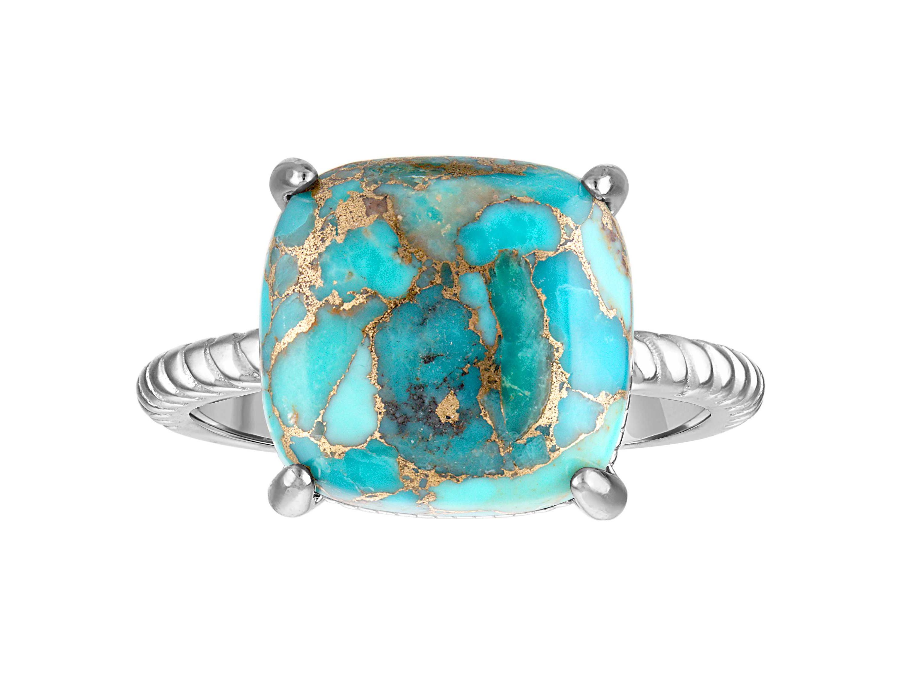 Sterling Silver Blue Copper Turquoise Ring