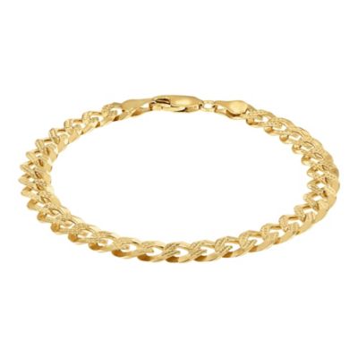 Jordan Blue NYC Sterling Silver Men's Textured Curb Chain Bracelet, Yellow, 8.5 in