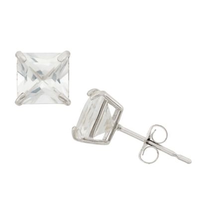 Jordan Blue NYC 10Kt Swiss Blue Topaz Square Stud Earrings, White