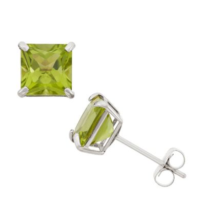 Jordan Blue NYC 10Kt Swiss Blue Topaz Square Stud Earrings, Green