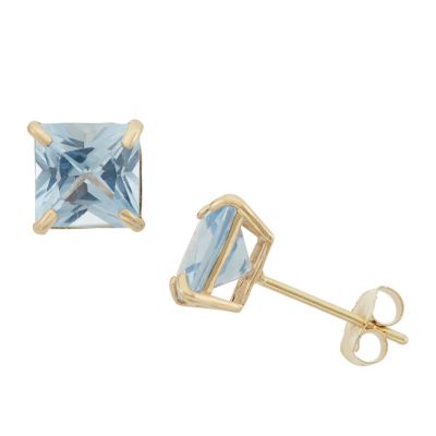 Jordan Blue NYC 10Kt Swiss Blue Topaz Square Stud Earrings
