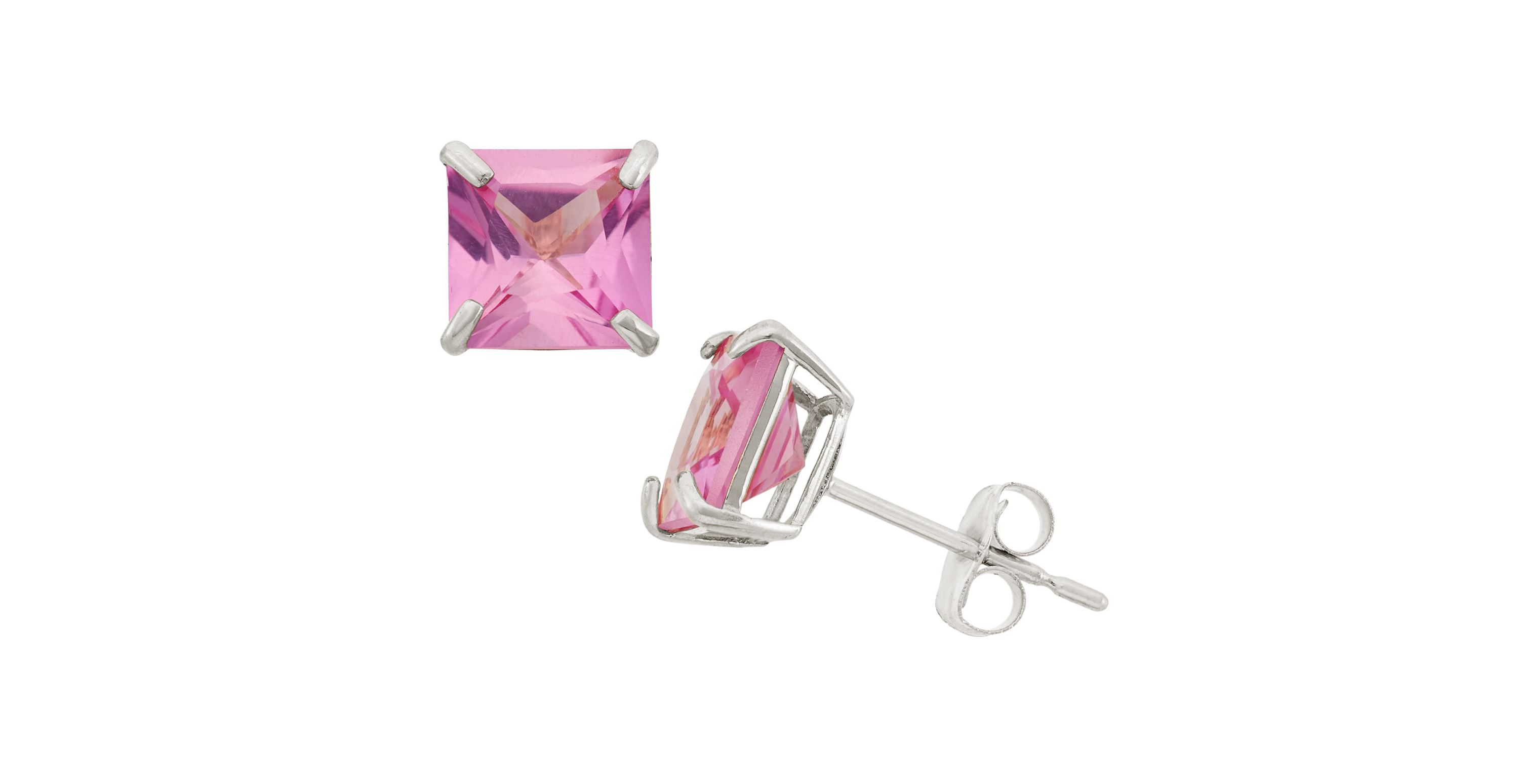 10Kt Gold Amethyst Square Stud Earrings