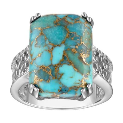 Jordan Blue NYC Sterling Silver Blue Copper Turquoise Ring, 10