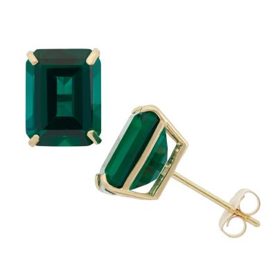 Jordan Blue NYC 10KT LONDON BLUE TOPAZ EMERALD CUT EARRINGS, Green