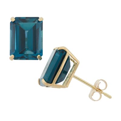 Jordan Blue NYC 10KT LONDON BLUE TOPAZ EMERALD CUT EARRINGS