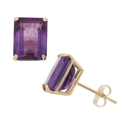 Jordan Blue NYC 10KT LONDON BLUE TOPAZ EMERALD CUT EARRINGS, Purple