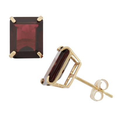 Jordan Blue NYC 10KT LONDON BLUE TOPAZ EMERALD CUT EARRINGS, Red