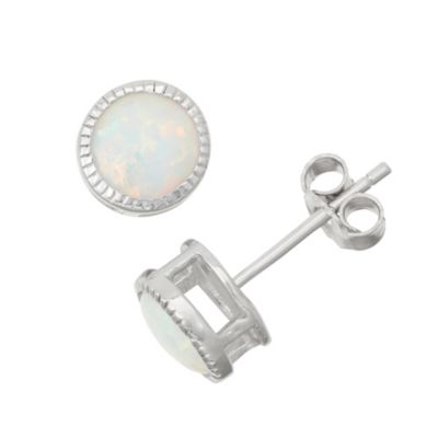 Jordan Blue NYC Lab Created Sterling Silver Created Sapphire Bezel Stud Earring, White