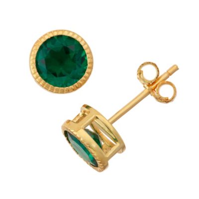 Jordan Blue NYC Lab Created Sterling Silver Created Sapphire Bezel Stud Earring, Green
