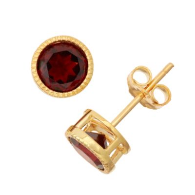 Jordan Blue NYC Lab Created Sterling Silver Created Sapphire Bezel Stud Earring, Red
