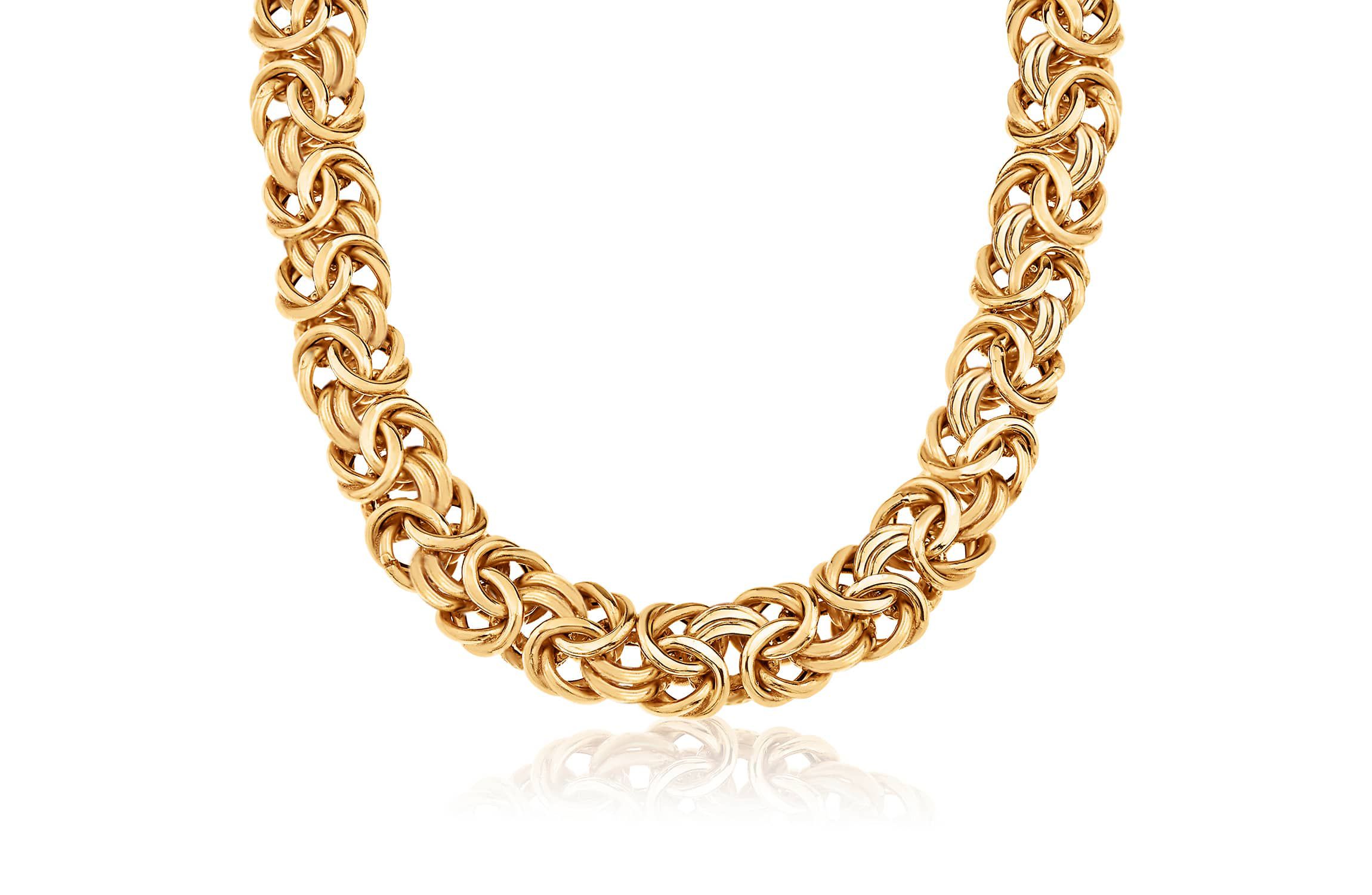 10Kt Gold Mens 7.5mm Byzantine Chain Necklace
