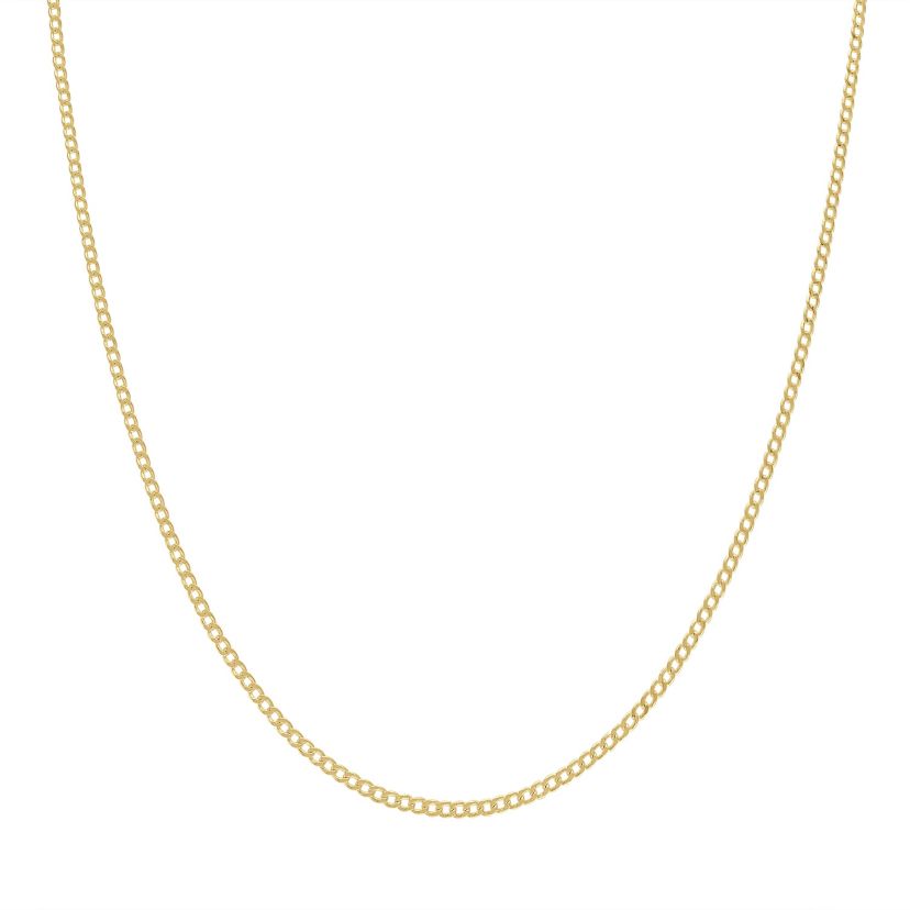 14Kt Gold Mens 1.55mm Curb Chain Necklace
