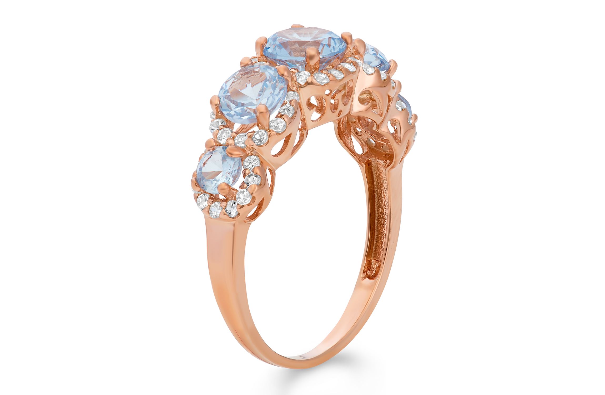 Lab Created Sterling Silver Created Aqua 5 Pc Stone Ring