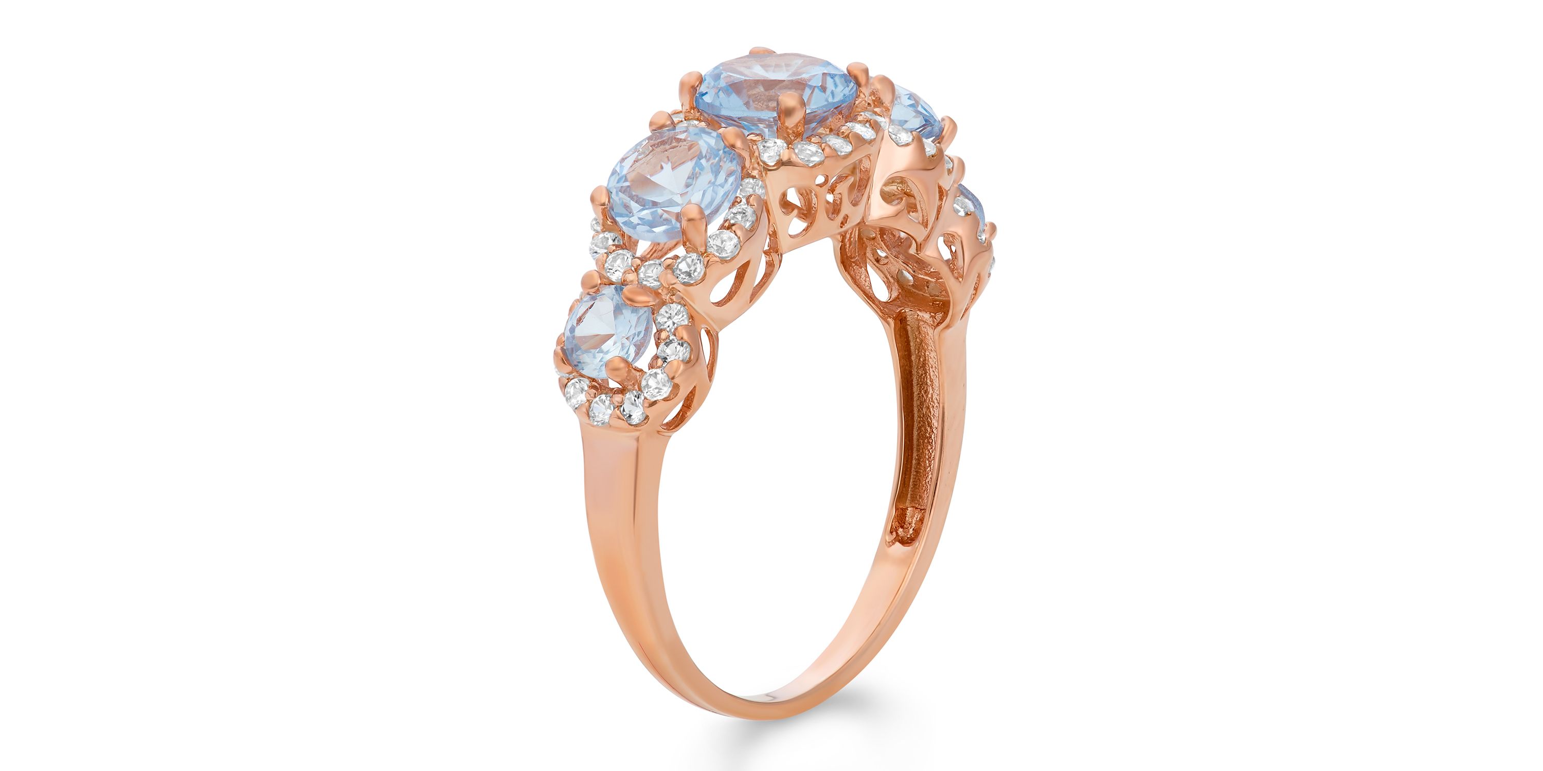 Lab Created Sterling Silver Created Aqua 5 Pc Stone Ring