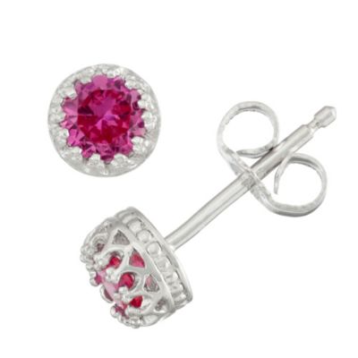 Jordan Blue NYC Sterling Silver 4mm Round Amethyst Stud Earring, Pink