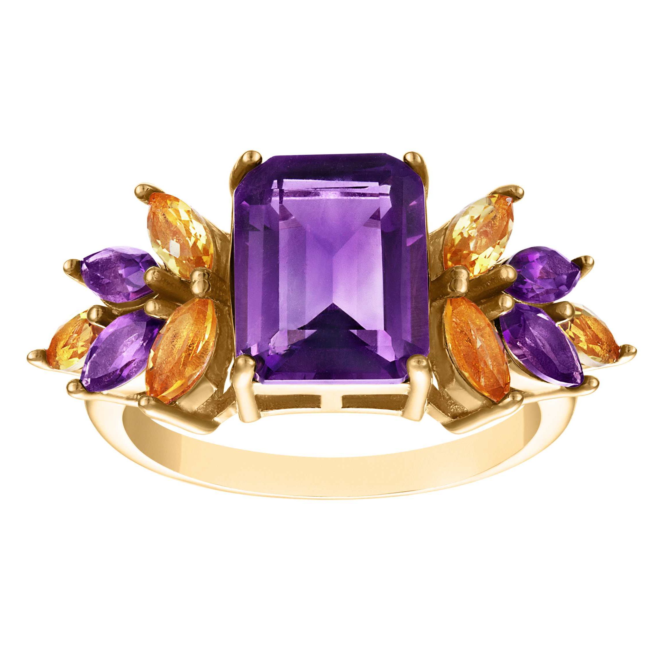 Sterling Silver Amethyst And Citrine Ring