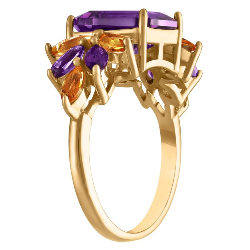 Sterling Silver Amethyst And Citrine Ring