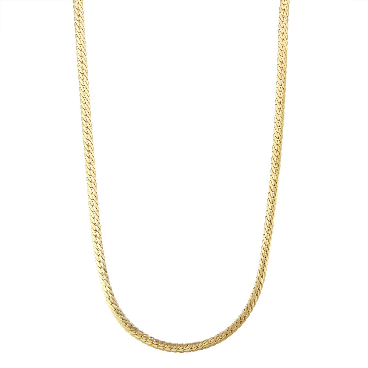 10Kt White Gold Mens 3.9mm Tight Herringbone Chain Necklace